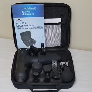 Crane Fitness Massage‎ Gun with 8 Massage Heads / Carrying Case